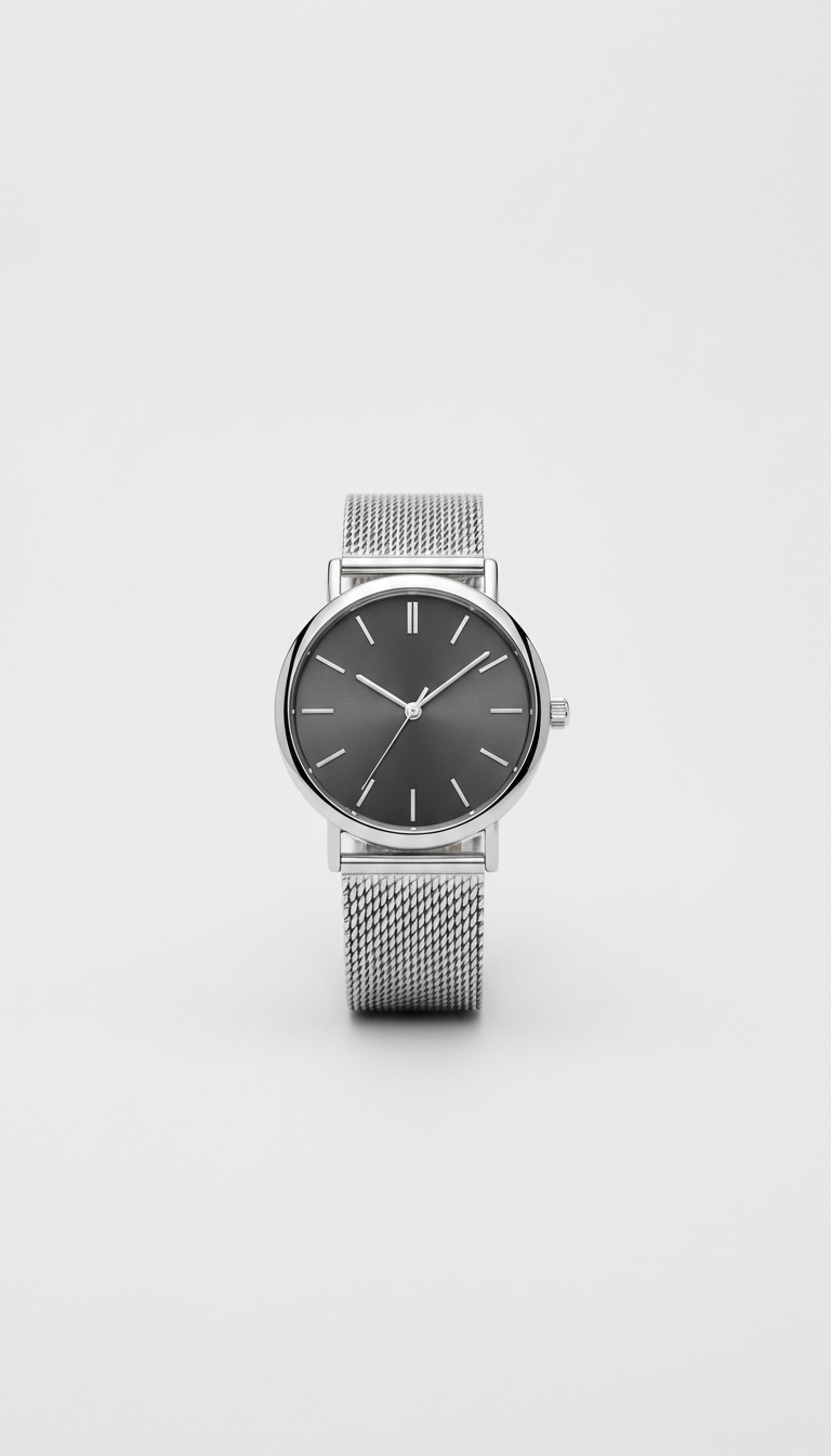 Sterling Silver Watch With Minimal Dial